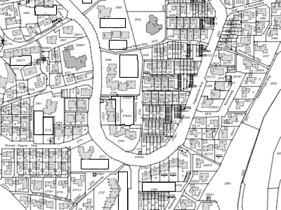Stadtkarte im Maßstabsbereich zwischen 1:3501 und 1:5000